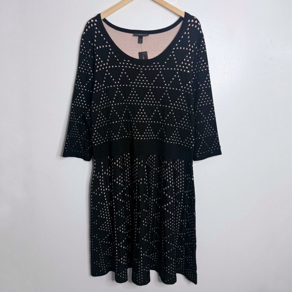 NWT Lane Bryant Black Knit Sweater Dress 3/4 Sleeves Size 26/28