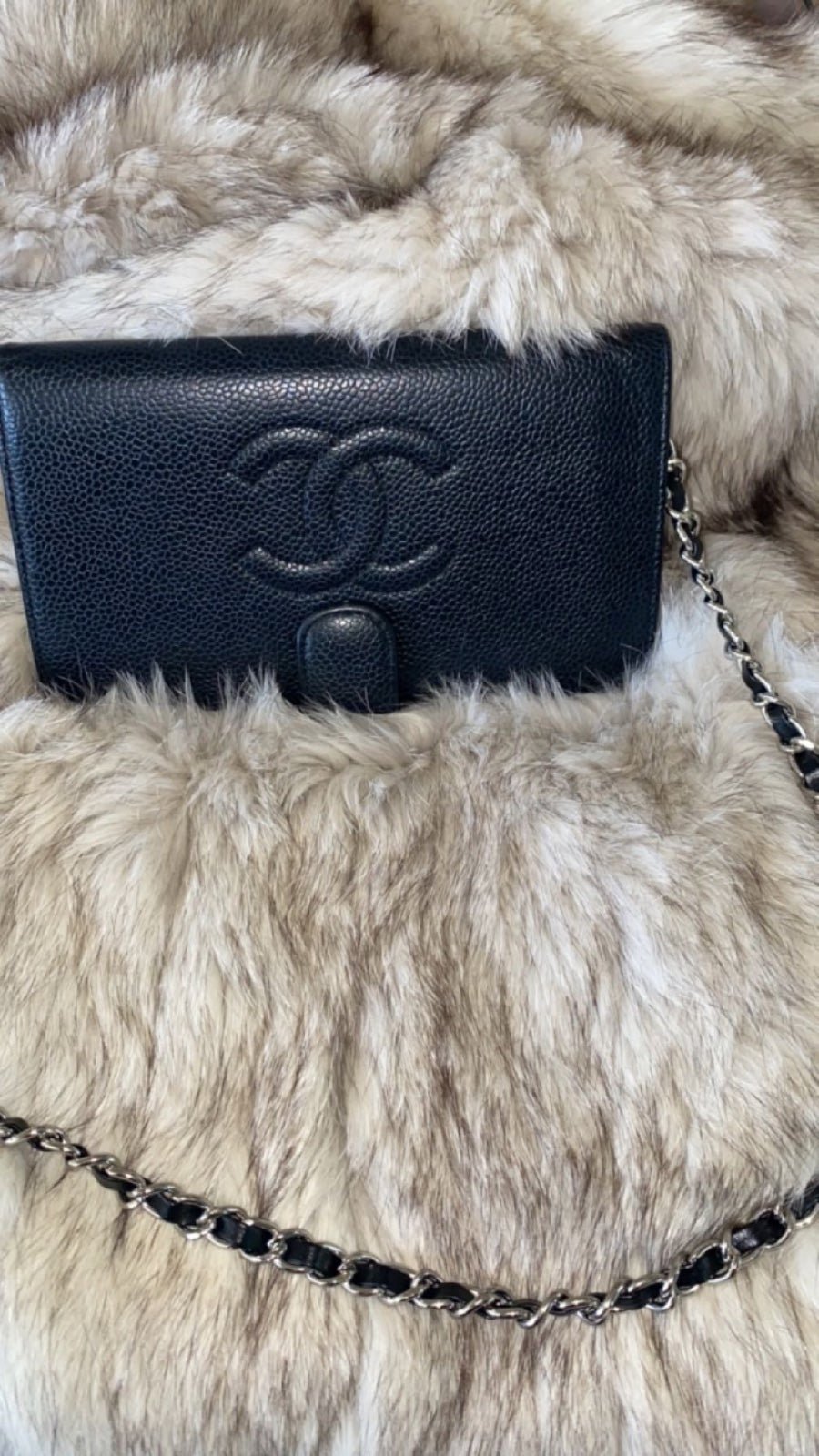 Authentic Chanel Caviar French Kisslock Wallet