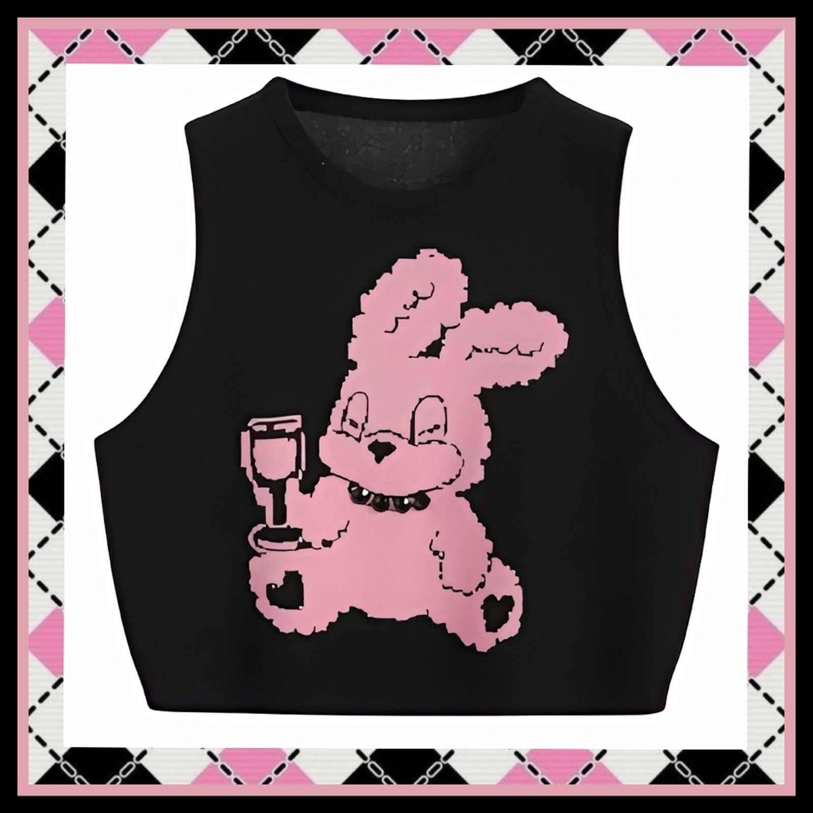 CIDER ☆ PINK COCKTAIL BUNNY ☆ BLACK SWEATER VEST ☆ 4xl ☆ NWT