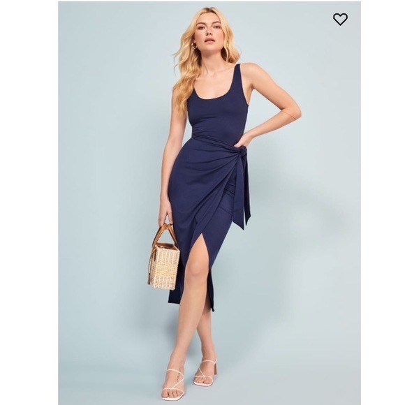 NEW! REFORMATION Kaila Dress XL Danube Blue Wrap Front