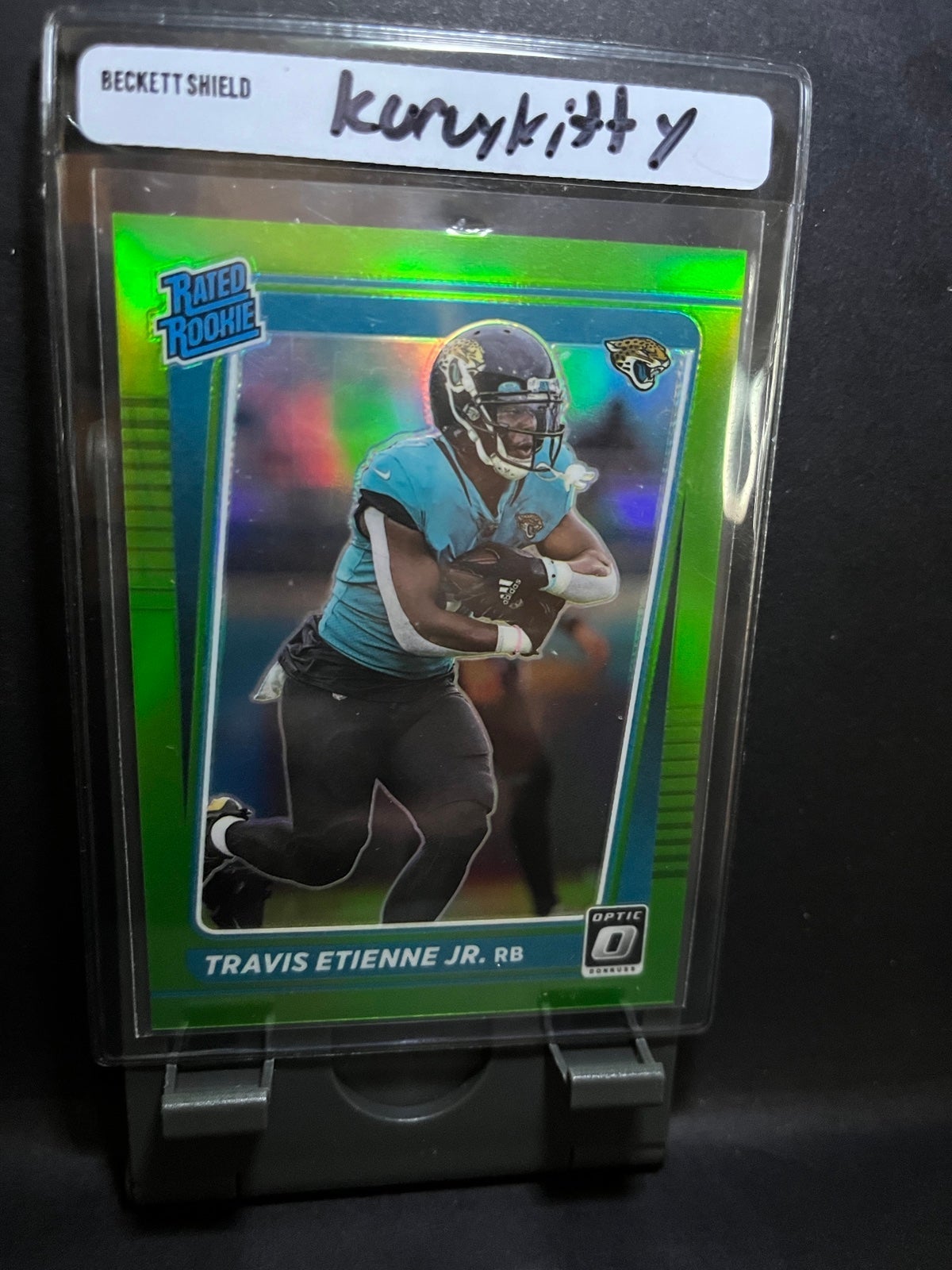 2021 Donruss Optic Travis Etienne Jr. Rated Rookie Holo Lime Green #/35 RC Jags
