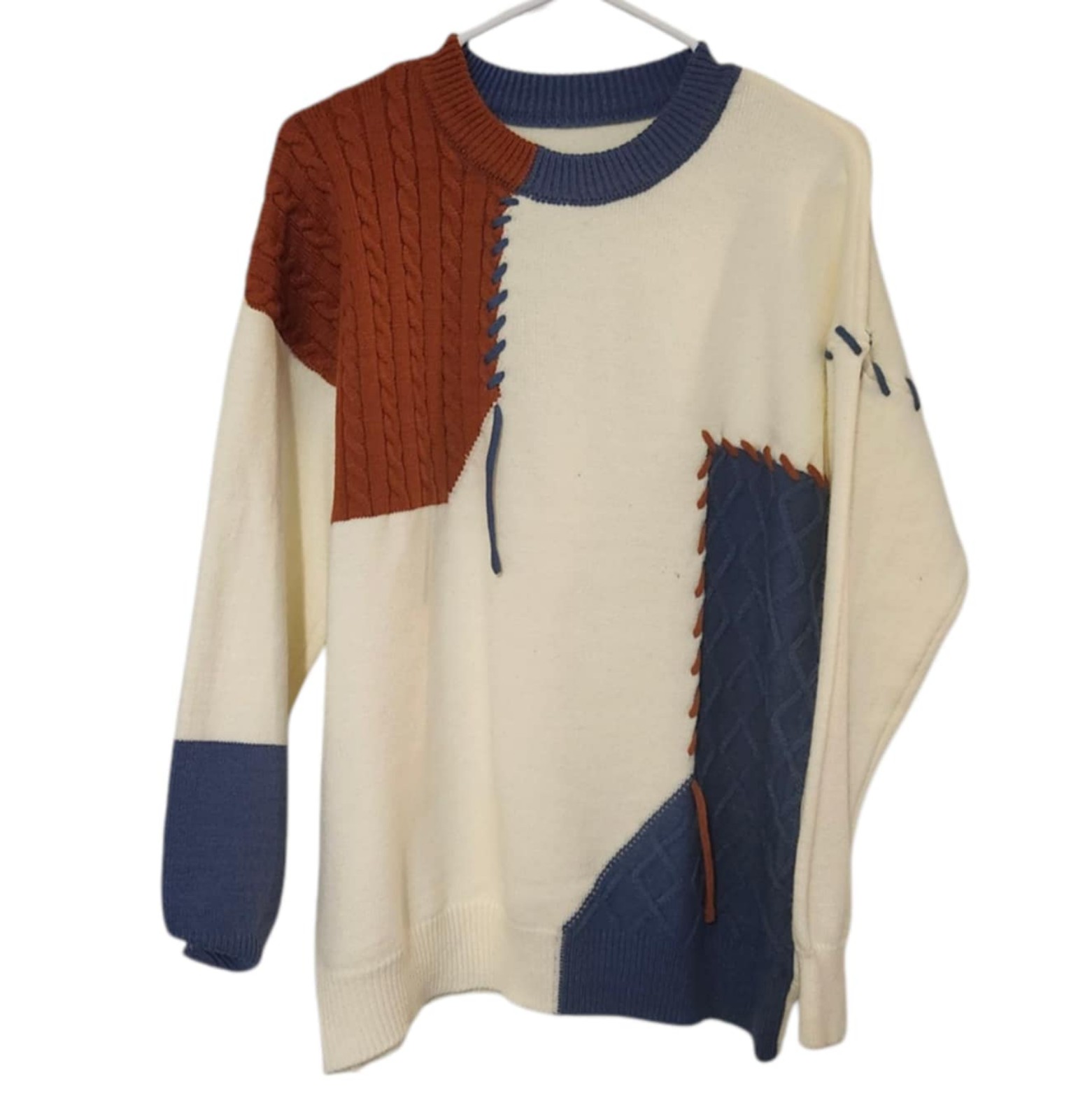 Mens Korean Patchwork Sweater