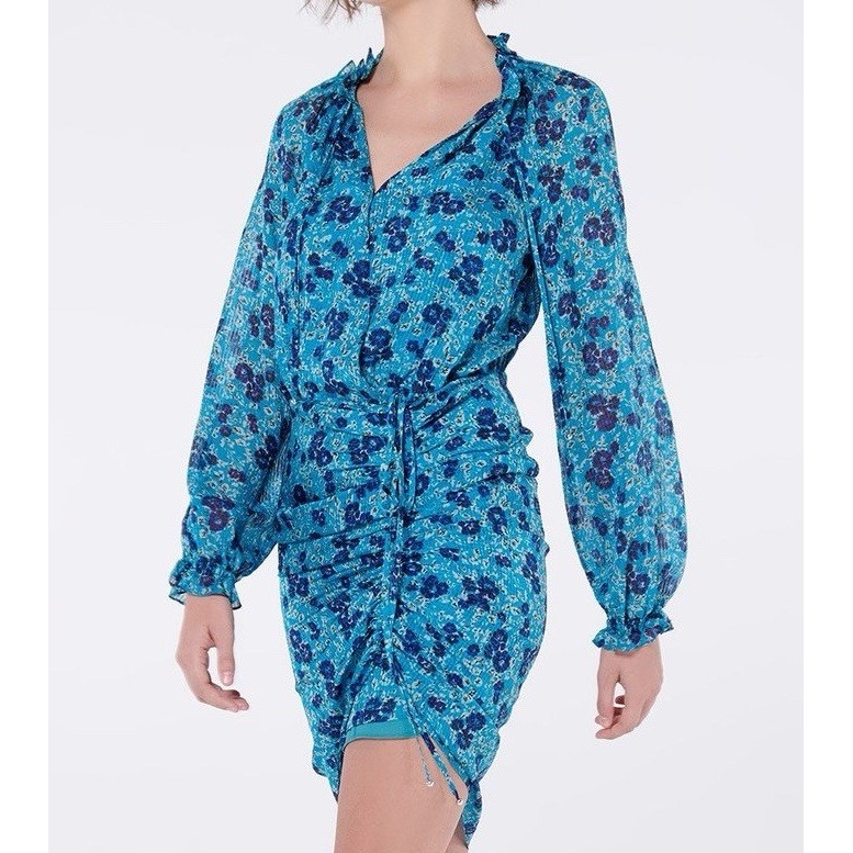 Veronica Beard Becky Dress 100% Silk in Turquoise Multi Size 4 EUC