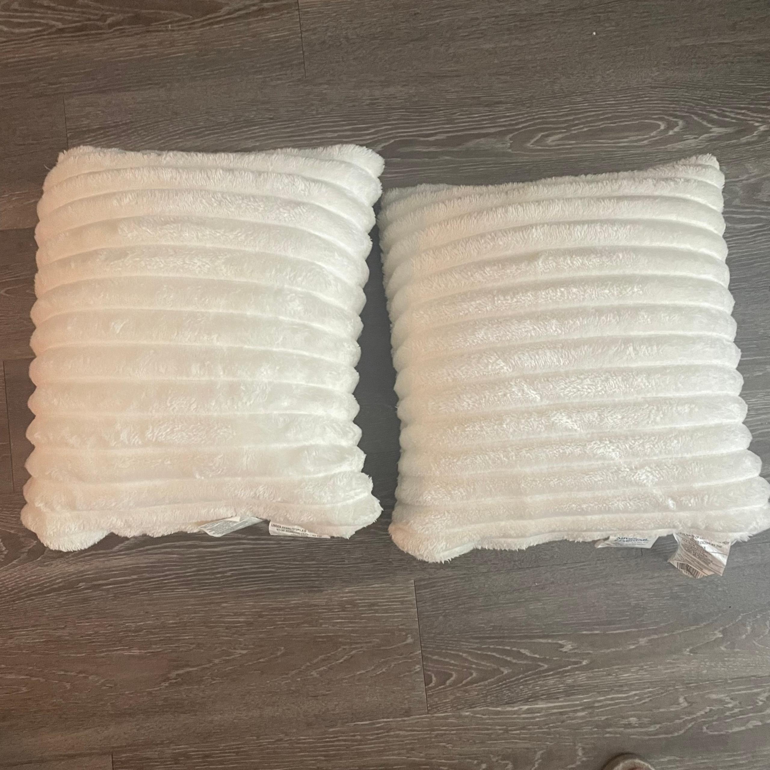 New white Decorative soft Feather Down Throw Pillow. Set of 2