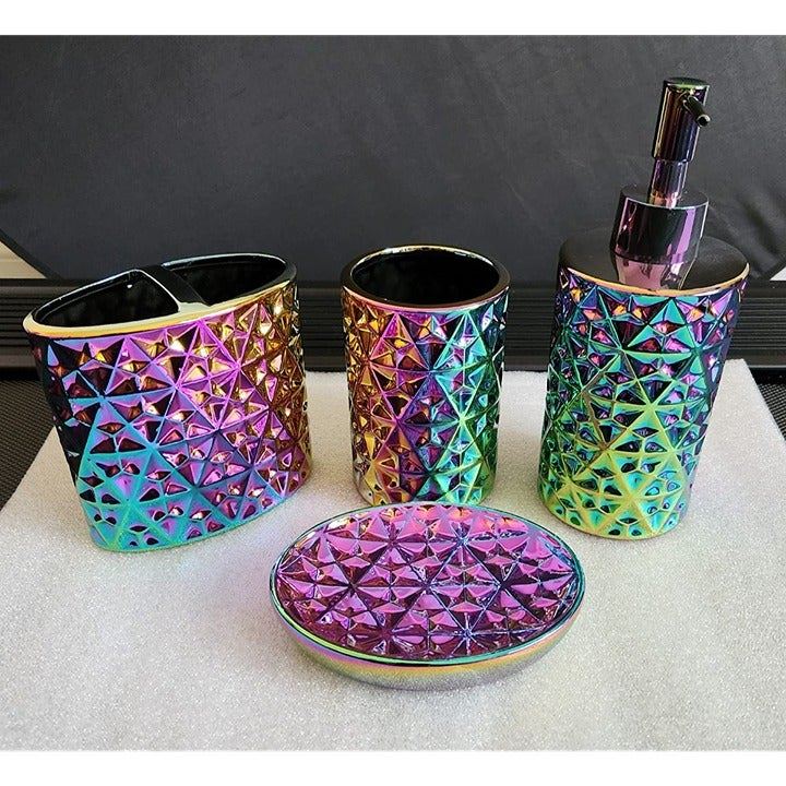 Colorful Bathroom Accessories Sets 4 Piece Ceramic Complete Bathroom Set