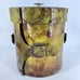 Vintage Ice Bucket Whiskey Glass Holder Rustic Faux Leather Buckles Straps Set 5