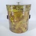Vintage Ice Bucket Whiskey Glass Holder Rustic Faux Leather Buckles Straps Set 5