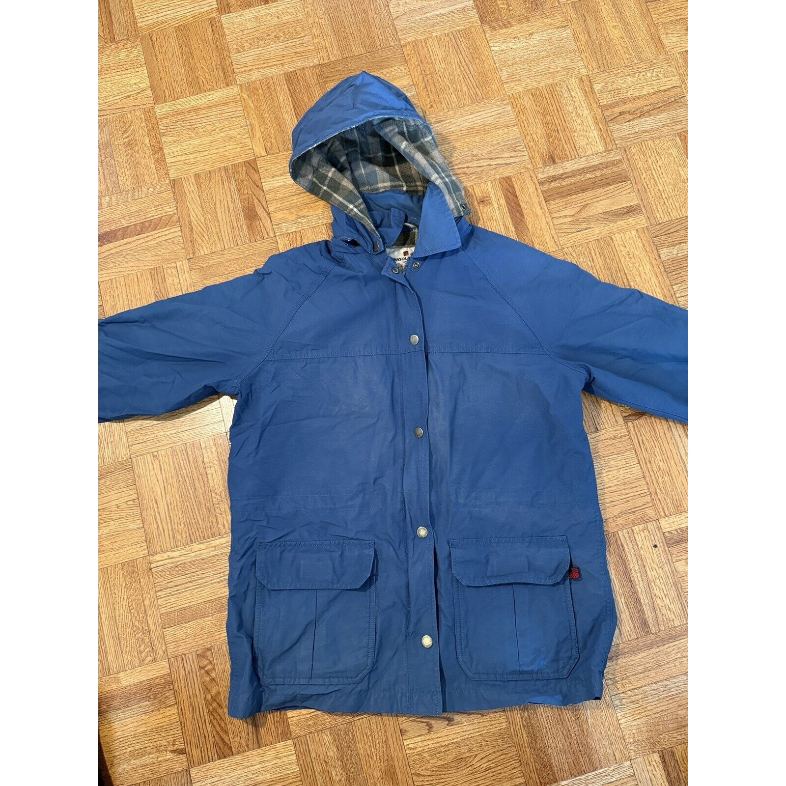 Vintage Woolrich Outdoor Jacket L 80s Parka Blanket Lined USA Made Blue