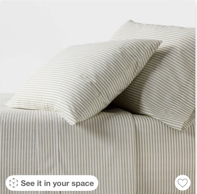 King 250 Thread Count Organic Percale Sheet Set Sage Green Stripe - Threshold™