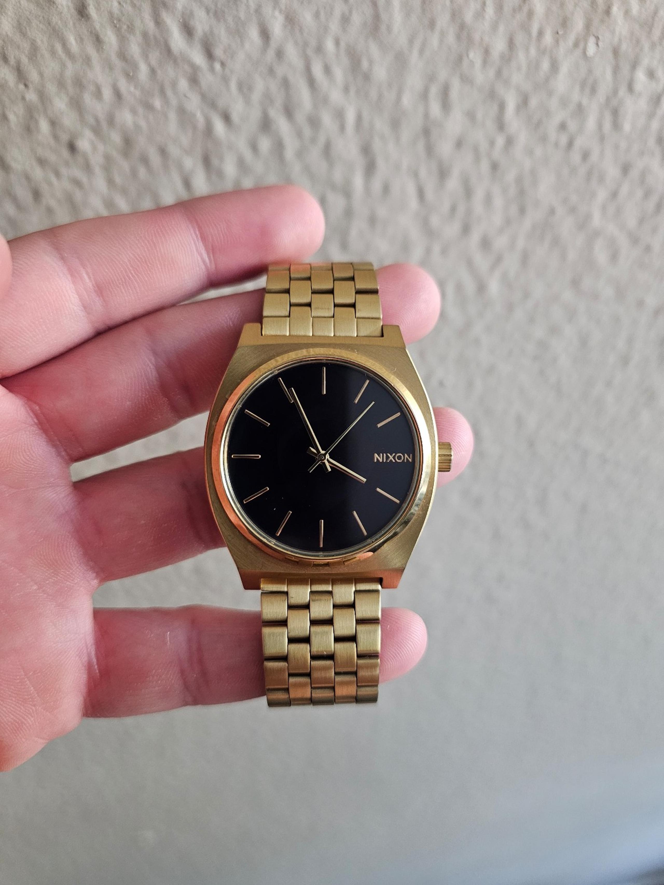 37mm Minimal The Time Teller Gold Tone Stainless Black Dial Men’s Watch - Nixon