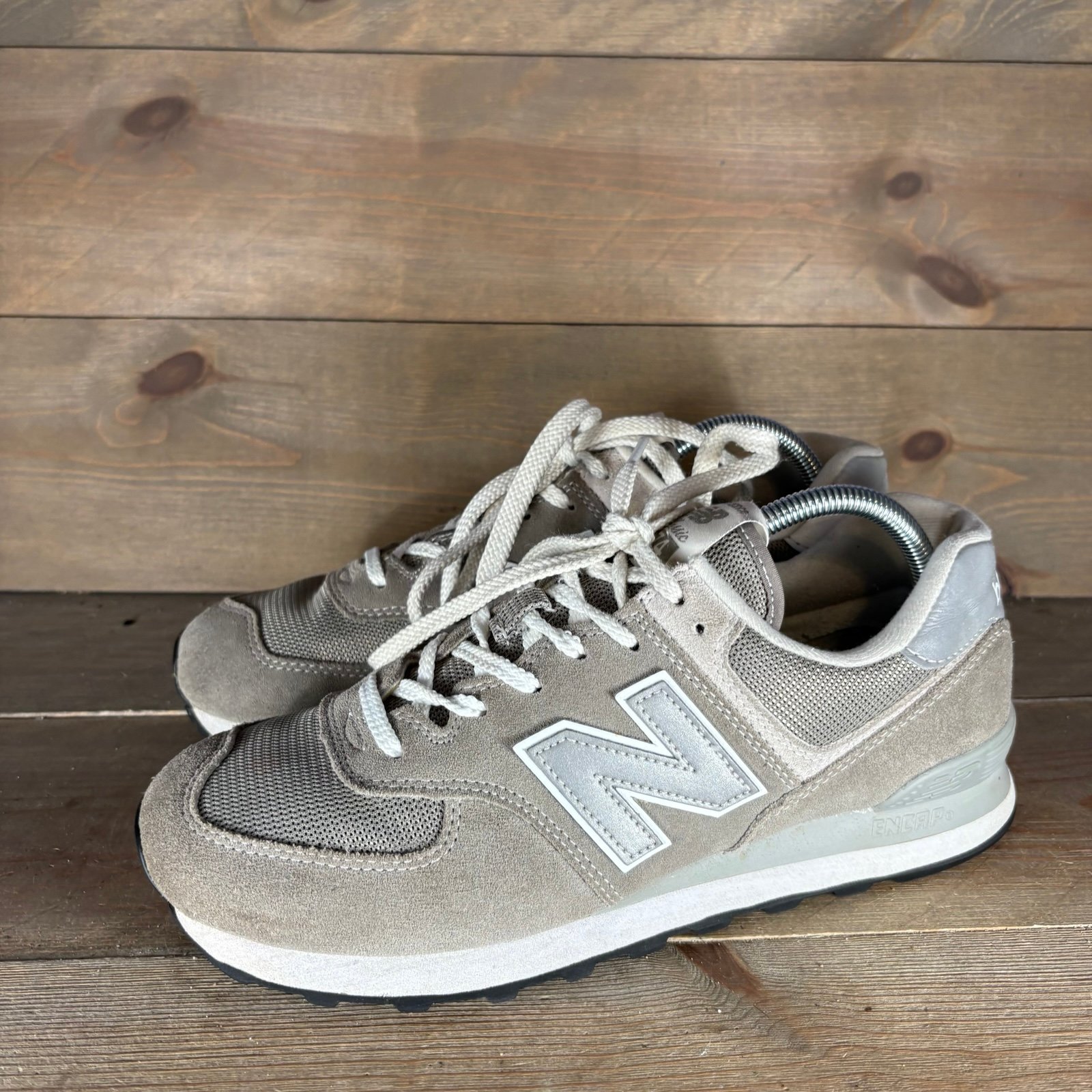 new balance 574 womens size 11 shoes gray suede athletic running sneakers  Pre o