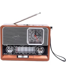 Vintage Radio RetroSpeaker, Multifunctional AM FM SW Band Clock LED Flashlight,