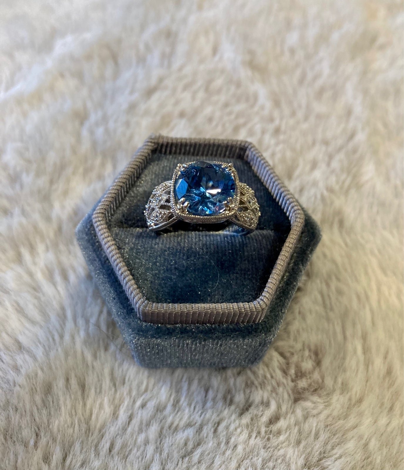Rare Tacori Aquamarine Color Stone Sterling Vintage Style Ring