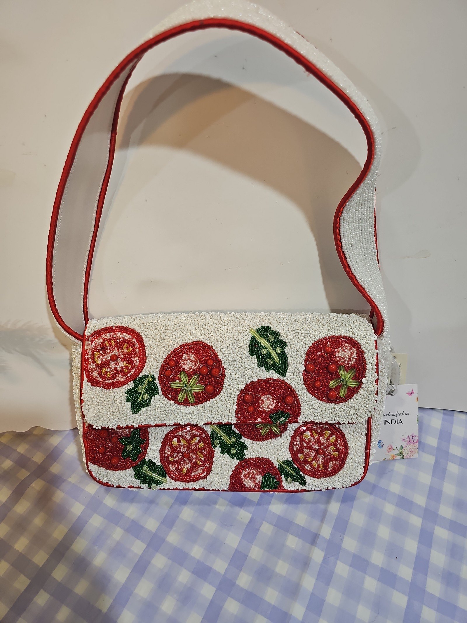 tomatoo beaded bag handcrafted by India