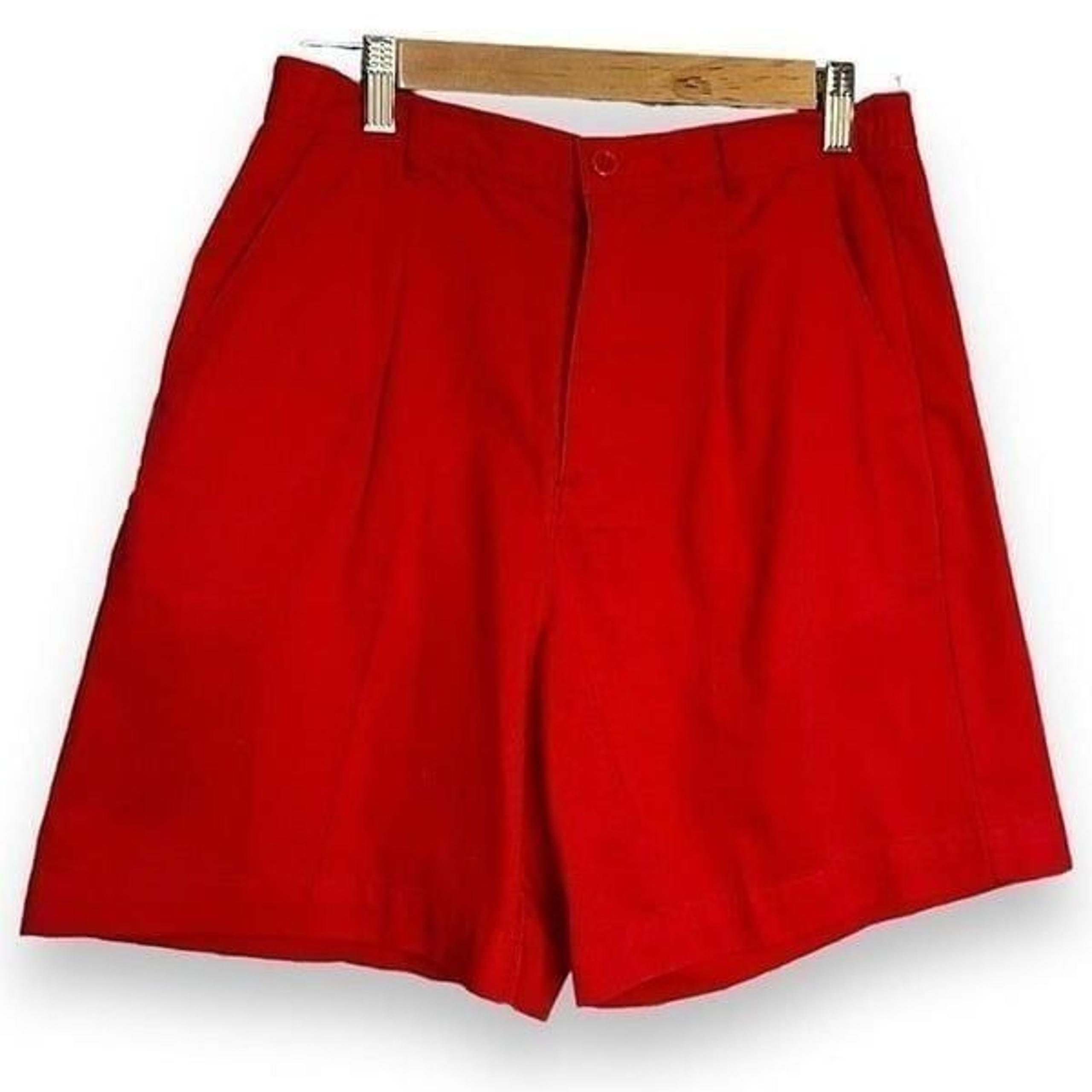 White Stag Chino Shorts Women's 10 Red Casual Preppy Pockets Academia Golf Zip