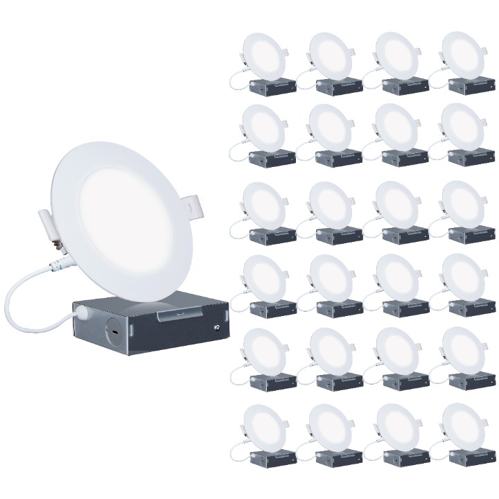 4 In. 6000K Clear White 9W 750 LM Ultra-Thin Integrated LED Light Kit, 24 Pack