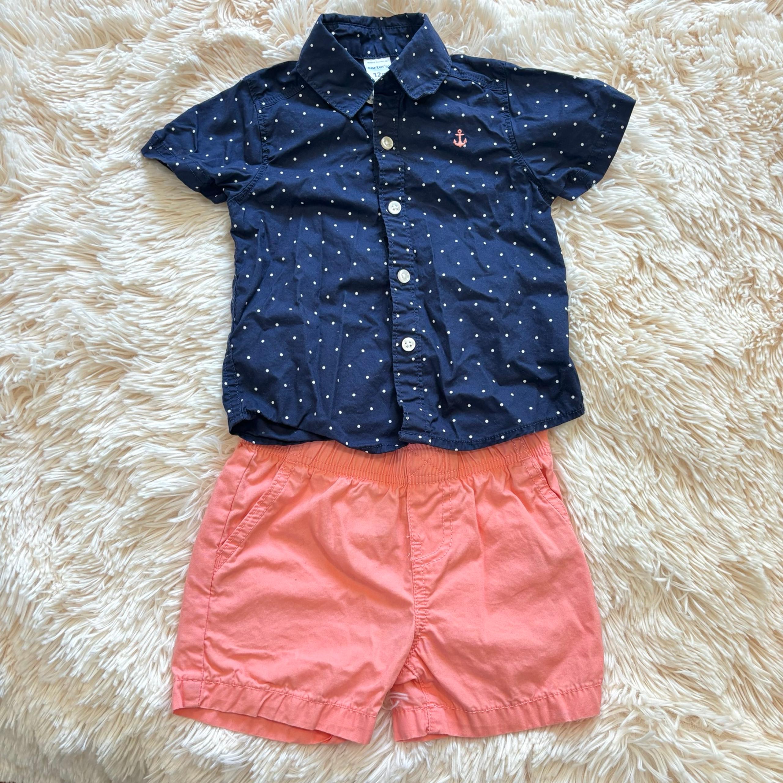 Carter’s Matching Set Button Down and Shorts 12M