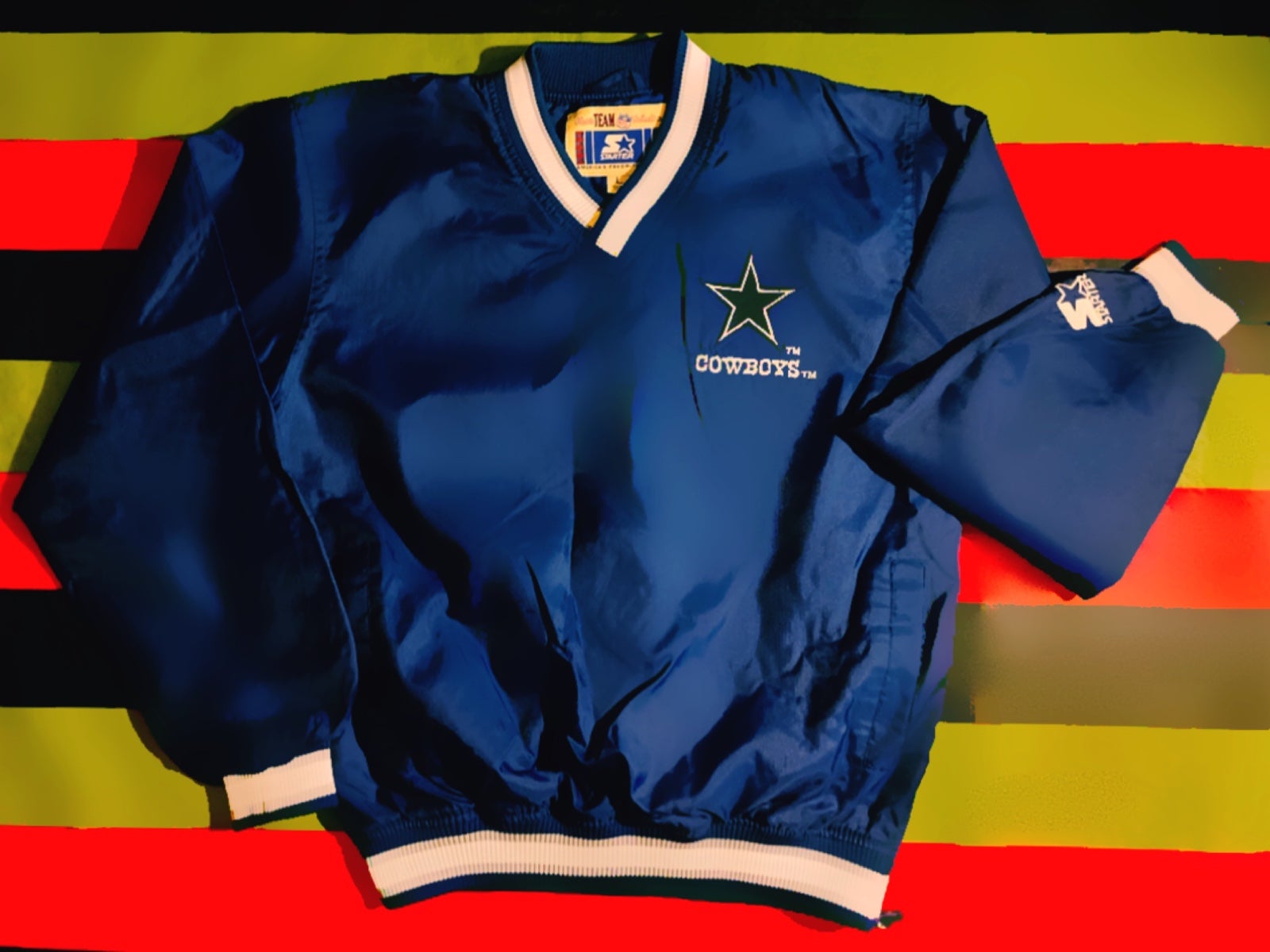 Youth Size L Vintage Cowboys Deion Sanders 21 Pullover Starter Windbreaker