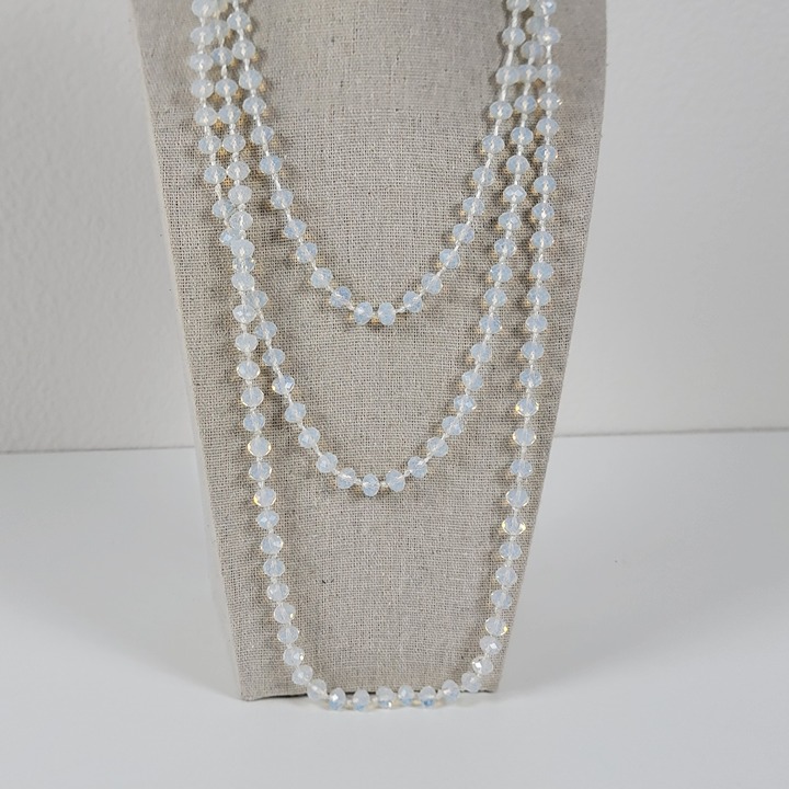 White Translucent Milky Crystal Quartz Faceted Beaded Necklace 68 Endless