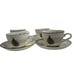 Cuthbertson Original Christmas Green Band Tea Cup Saucer Set Of 4 England