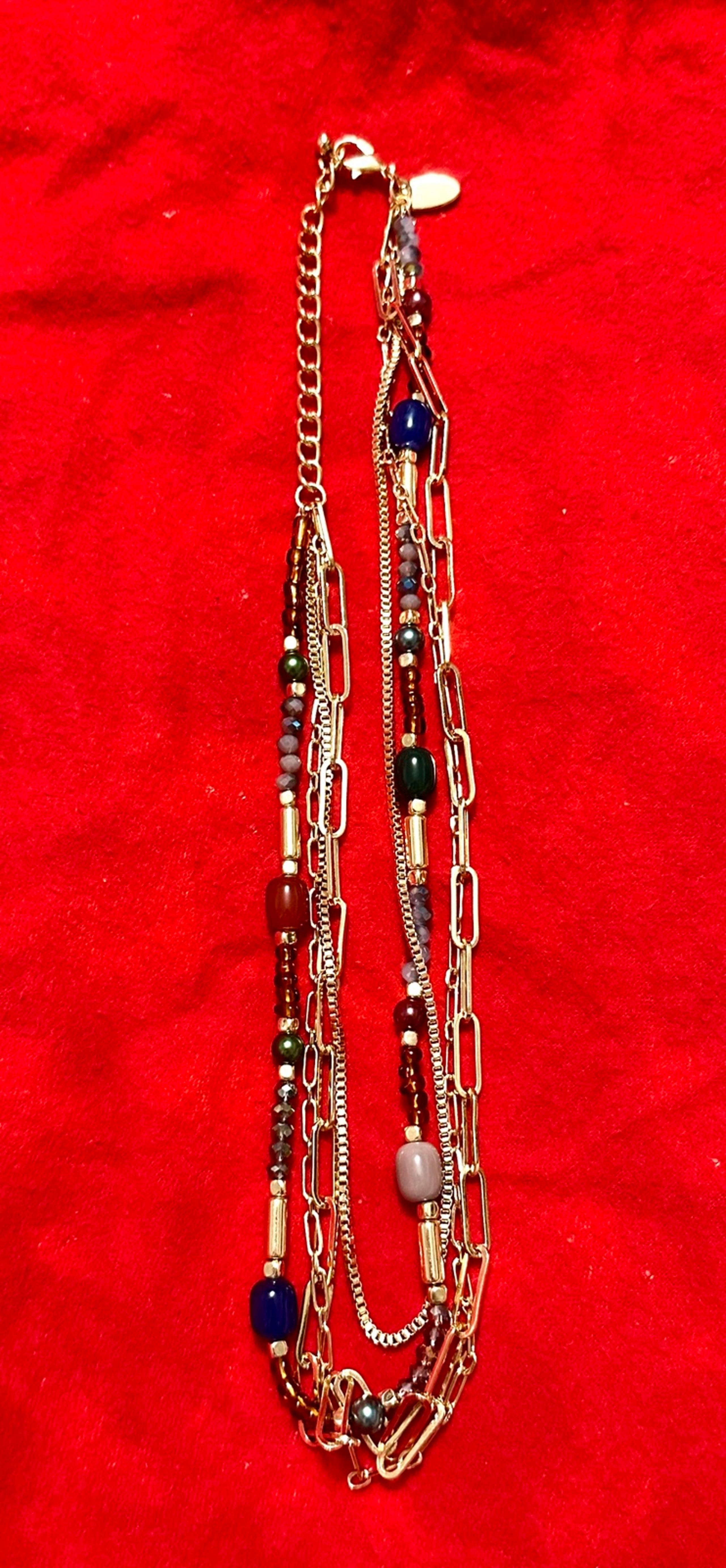 Style & Co Multi-Strand Necklace Gold Chains and Colorful Beads