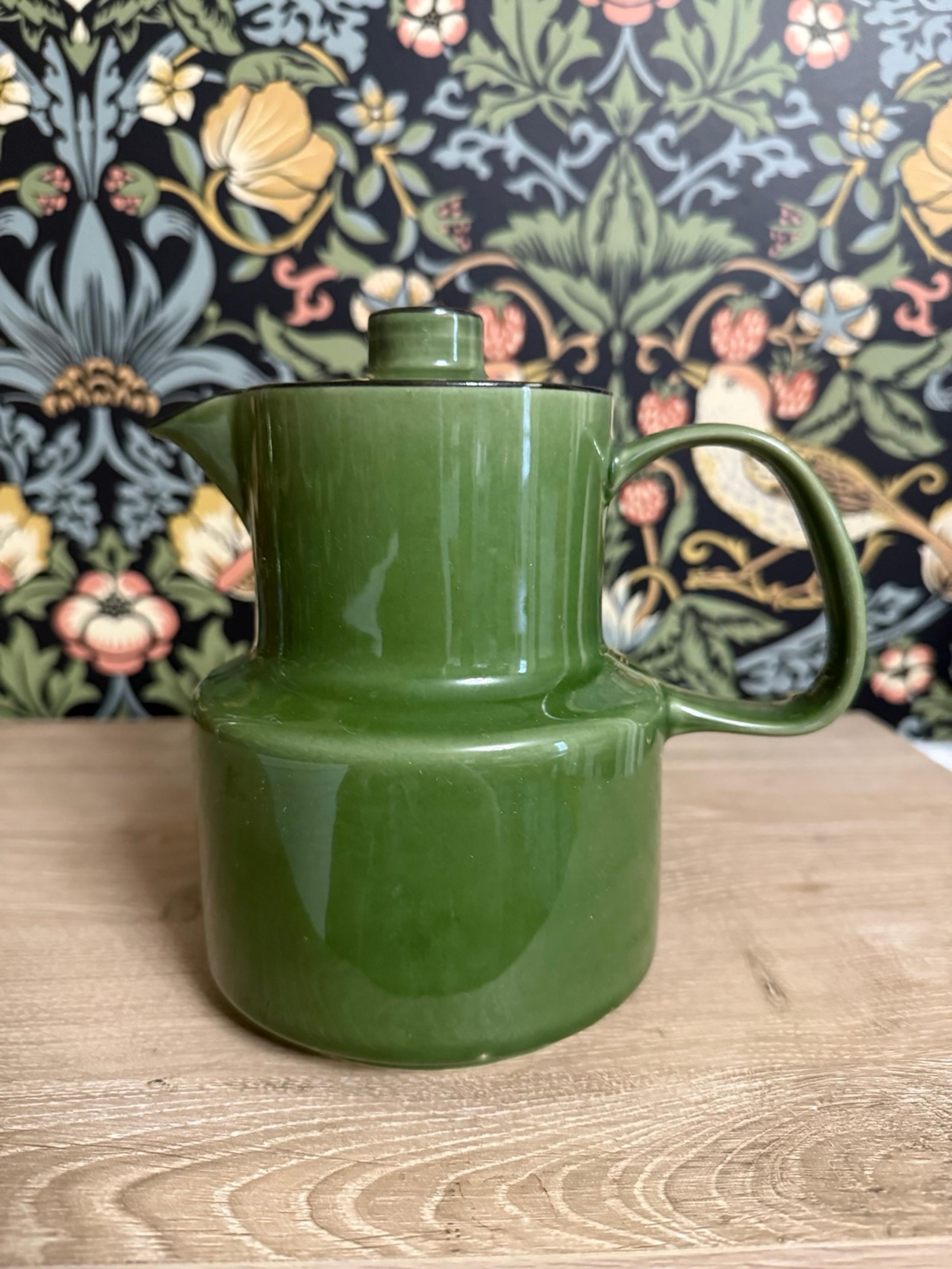 Melitta Germany Green Ceramic Teapot coffee pot 70s vintage