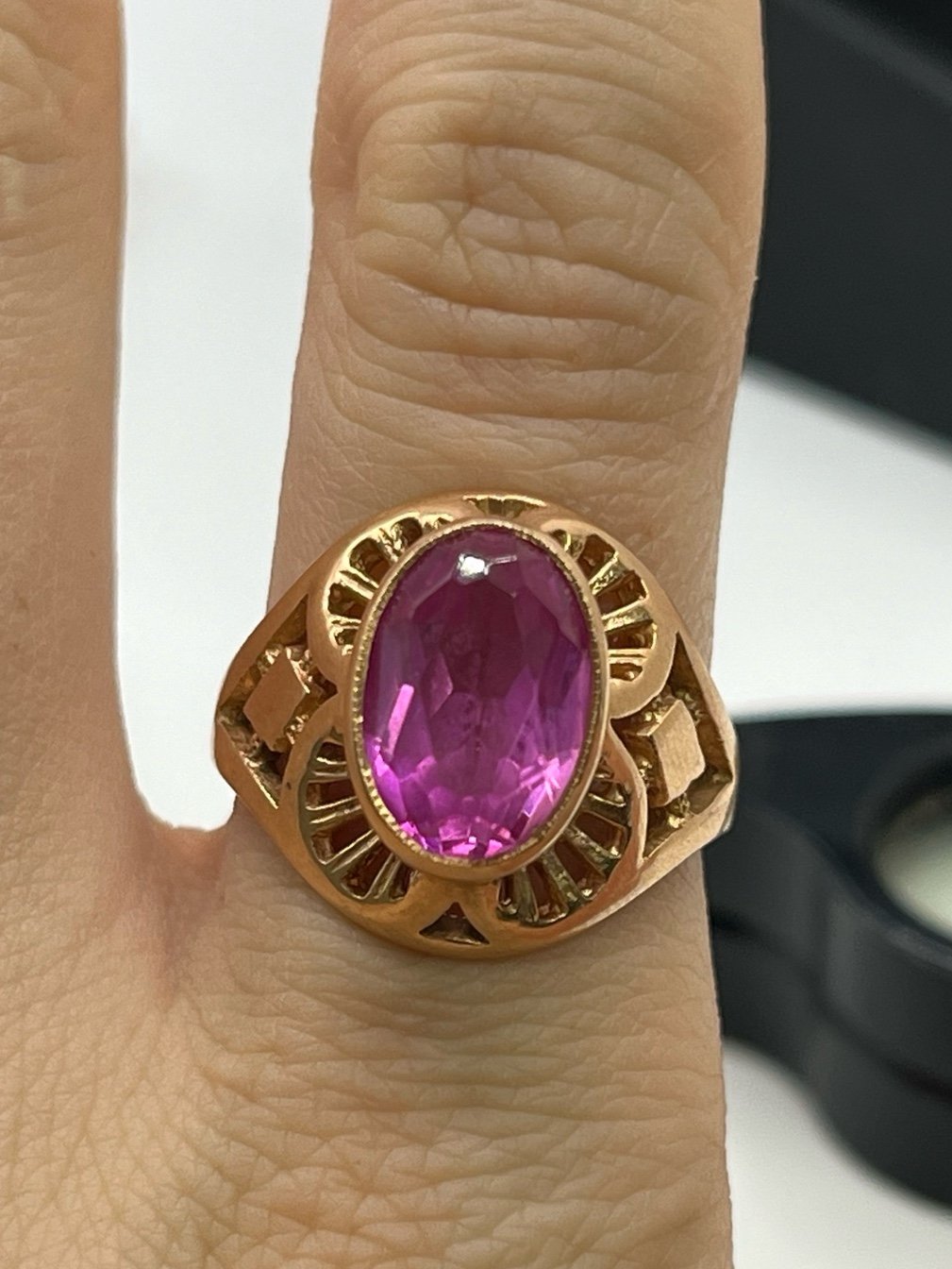 Vintage 14K Rose Gold Pink Ruby Ring