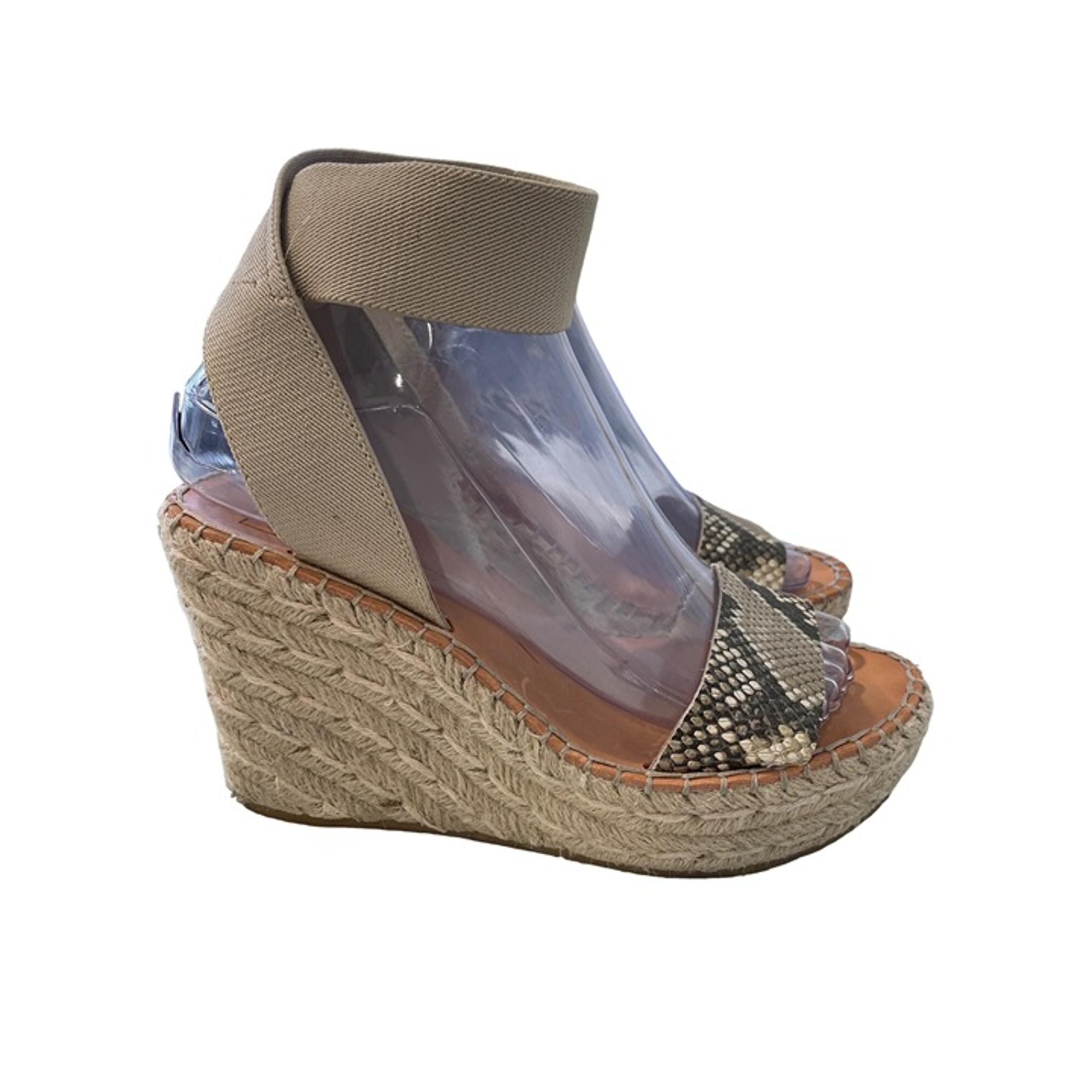 Dolce Vita Pavlin Wedge Espadrilles Sandal Women 7 Snakeskin Beige Cream Fashion