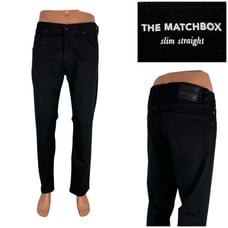 AG Adriano Goldschmied Mens 34 x 31 Black Denim Slim Straight The Matchbox EUC
