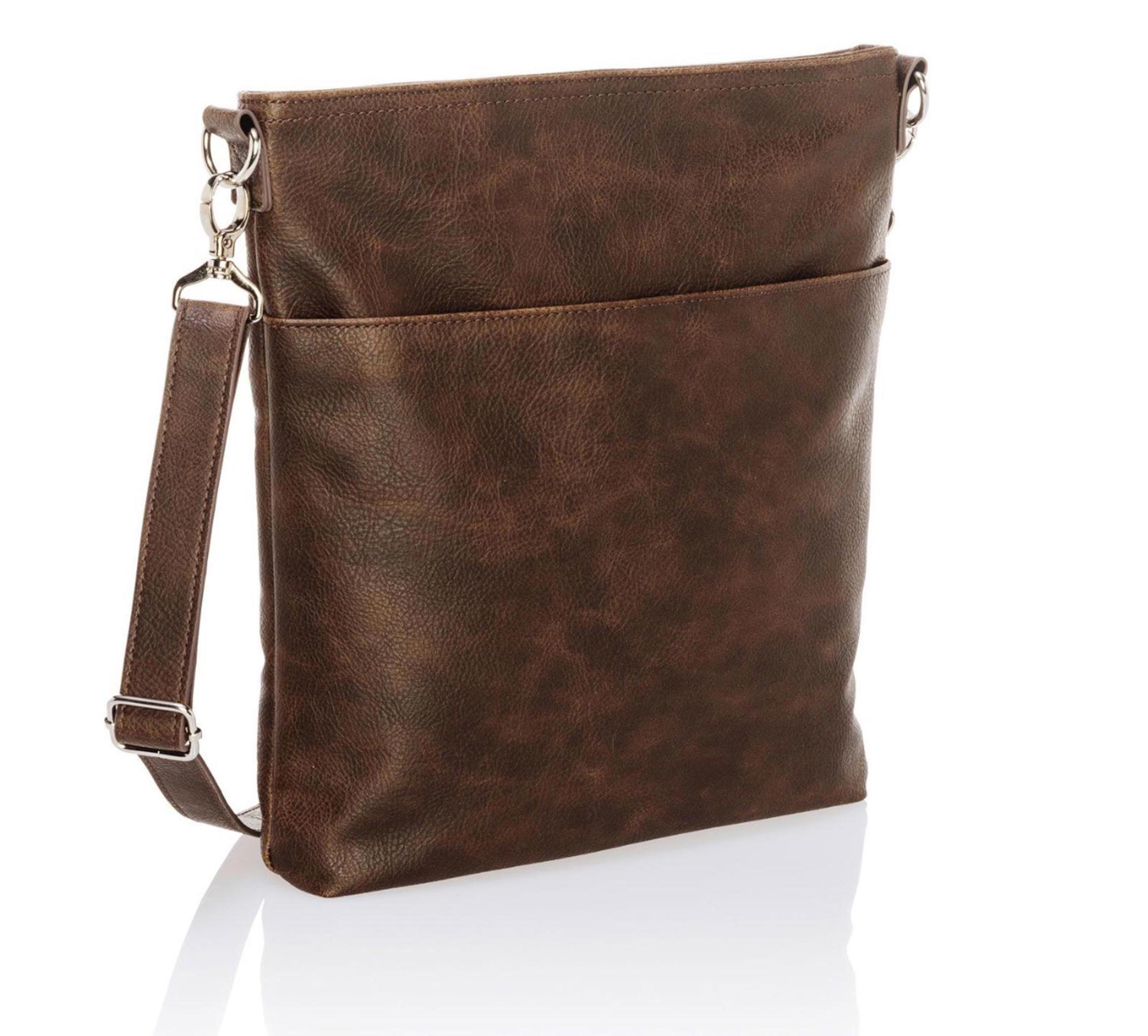 Thirty-One Distressed Chestnut Pebble Handbag, Vegan Leather, Shoulder Bag