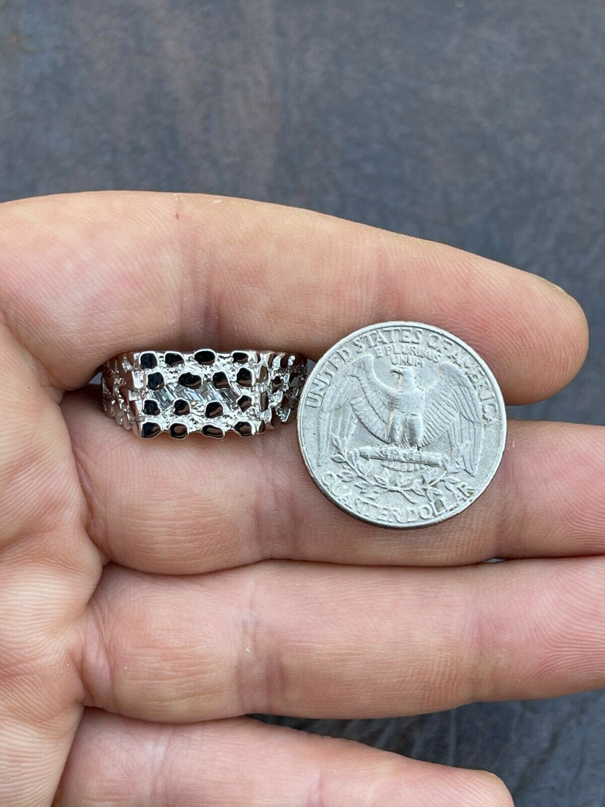 Baguette Nugget Iced Diamonds 925 Silver