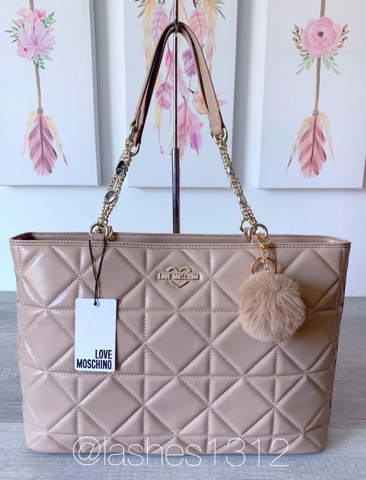 LOVE MOSCHINO Bag Large Quilted Tote - Taupe