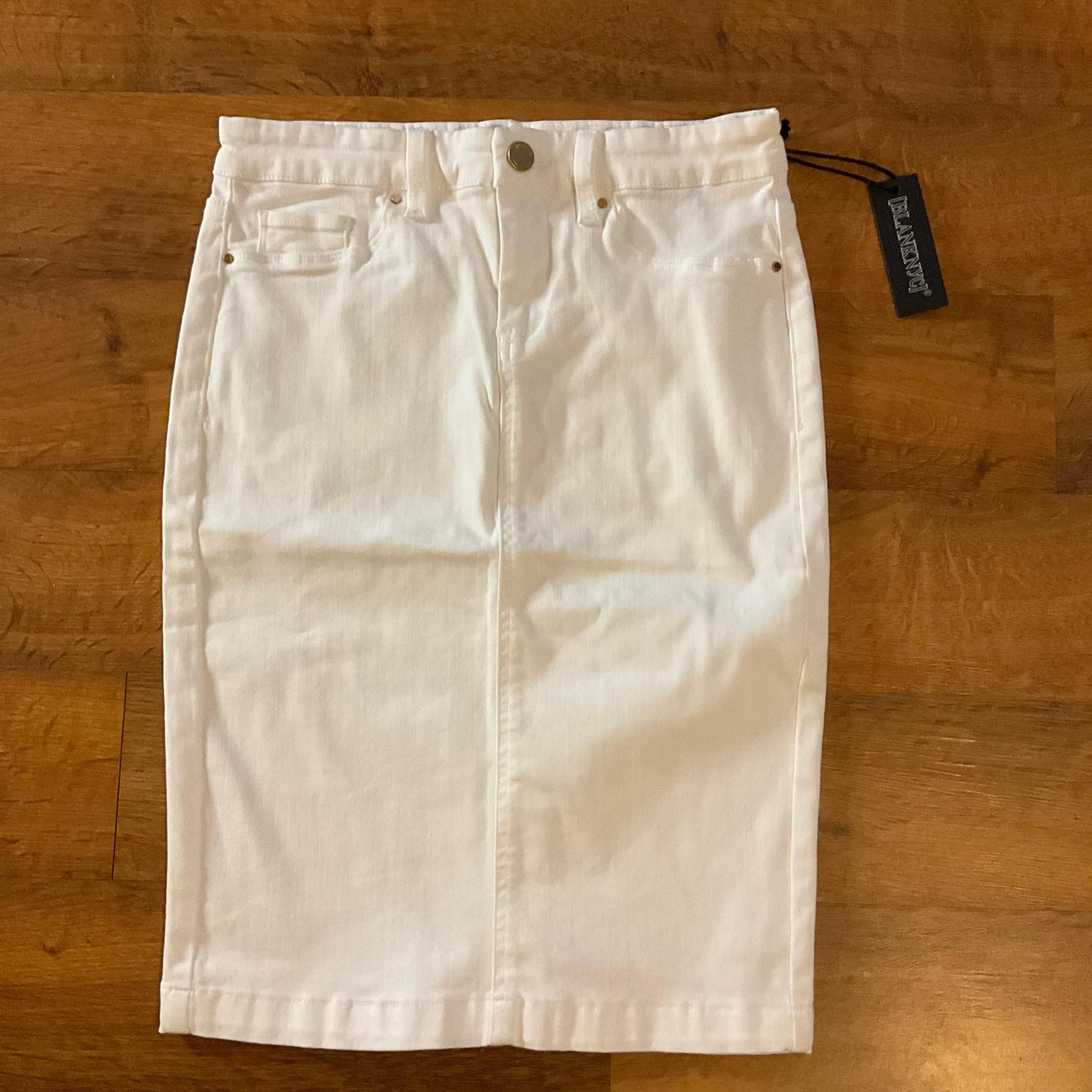 Blank NYC Cotton Womens White  Denim Pencil Skirt Size 26 NEW WITH TAG