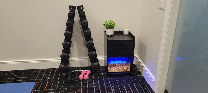 Nightstand with Charging Station and LED Lights, Modern Night Stand