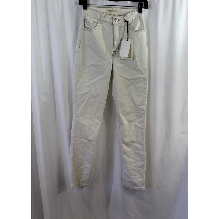 Current Elliott 178 Womens Cream Freeway High Rise Cigarette Jeans 24 NWT