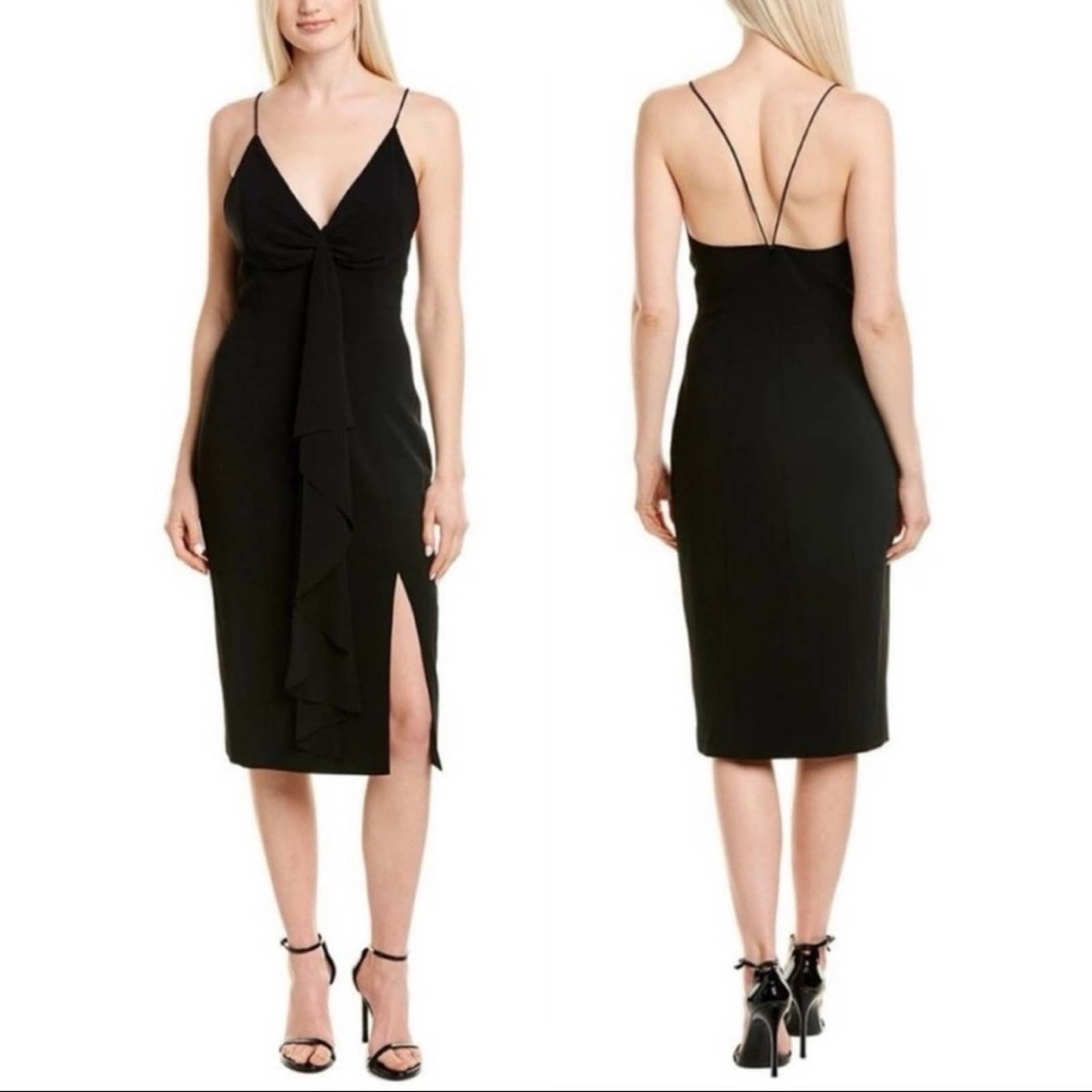 Jay Godfrey Carlo Black Sleeveless Draped Side sales Slit Midi Slip Dress Sz 8