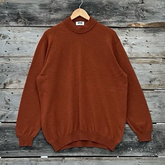 Vintage LAZO Italian Made Burnt Orange Cowl Neck Wool Sweater Men’s Size Large