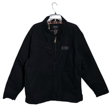 NRA Mens Jacket Concel Carry Pocket Black Burkes Bay Sz L Zip Front Plaid Lining