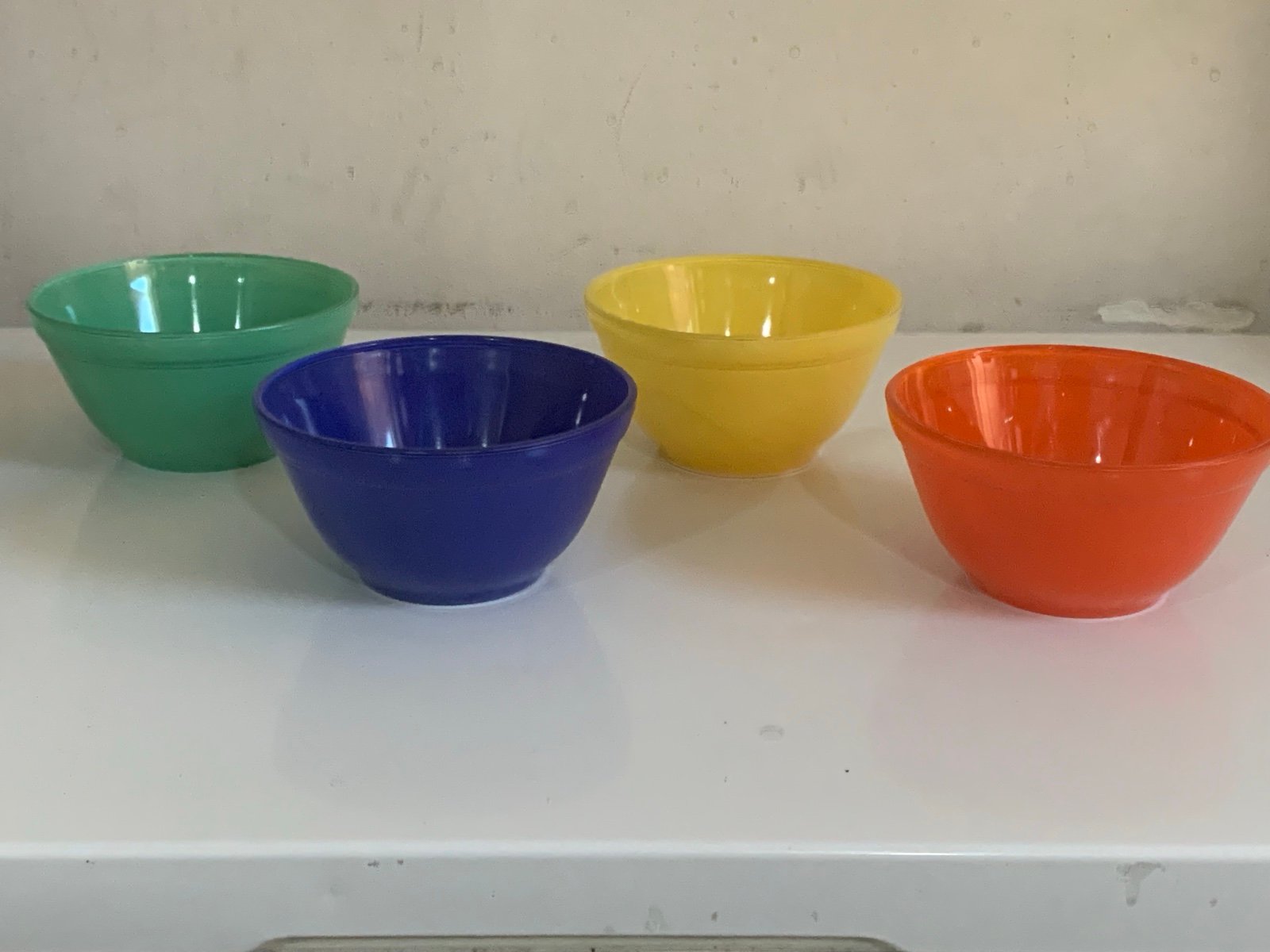 Jeanette Glass Fired On Cereal Bowl Lot of 4 Vintage 1940s
