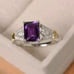 925 silver Gold Tone emerald cut amethyst Ring