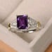925 silver Gold Tone emerald cut amethyst Ring