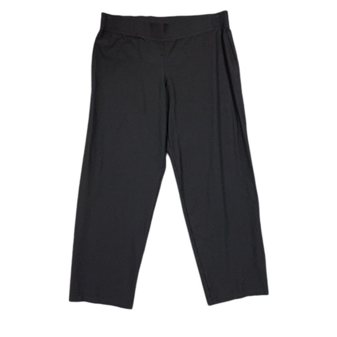 Eileen Fisher System Washable Stretch Crepe Straight Pant Women Size Large Black