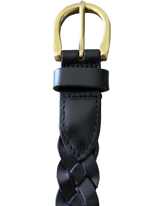 Evereve Black Braided Leather Belt Sz S/M