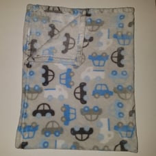 Baby Starters Blue Gray White Fleece Baby Blanket Vehicle Car 30x40 Lovey 2015