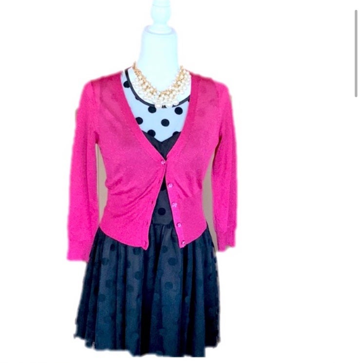 Vintage Y2K Betsey Johnson hot pink metallic cardigan M