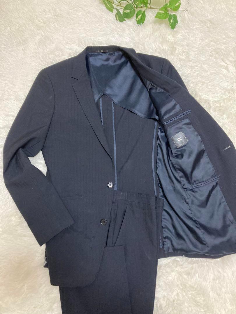 SUIT SELECT Suit Set Y6, Size L, Navy Shadow Stripe