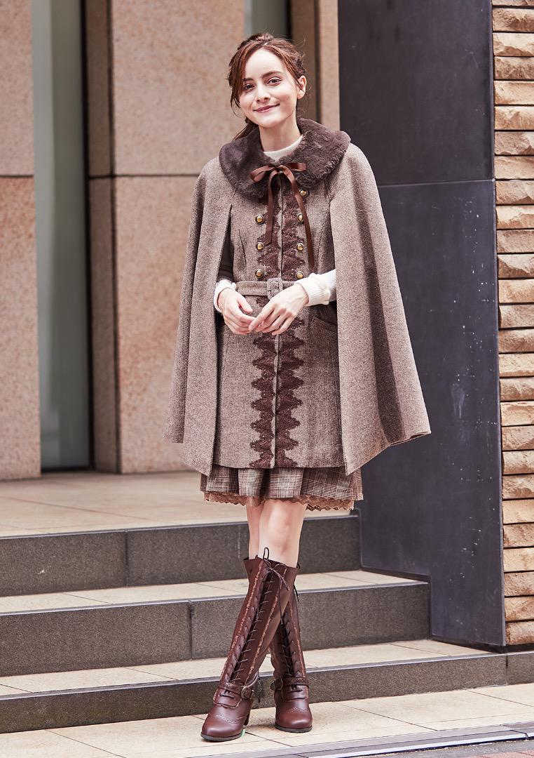 axes femme Classic Cape Coat with Fur [Sold Out]