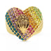 KURT GEIGER LONDON Golden Pave Rainbow Multicolor Heart Cocktail Ring Size 8 NEW