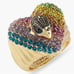 KURT GEIGER LONDON Golden Pave Rainbow Multicolor Heart Cocktail Ring Size 8 NEW