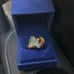 KURT GEIGER LONDON Golden Pave Rainbow Multicolor Heart Cocktail Ring Size 8 NEW